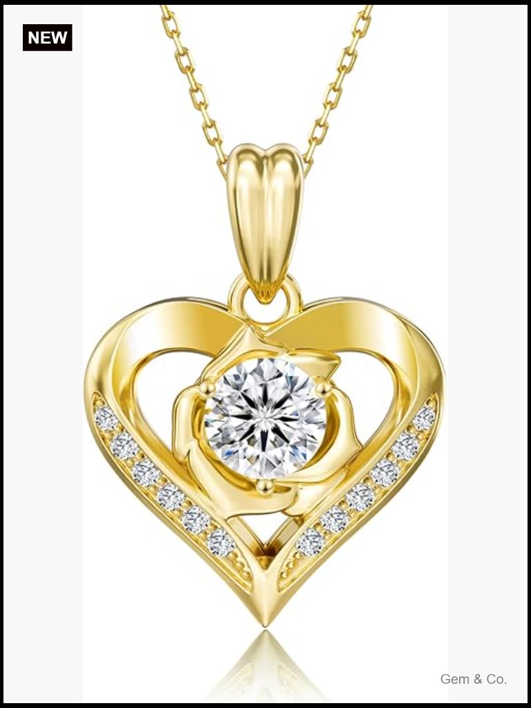 1 Ct Moissanite Heart Necklace With I Love You Engraving, 925 Sterling Silver